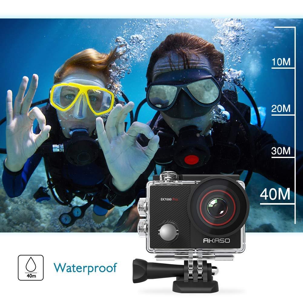 AKASO EK7000 Pro 4K Action Camera with Touch Screen EIS Adjustable View Angle 40m Waterproof Camera Remote Control Sports Camera with Helmet Accessories Kit