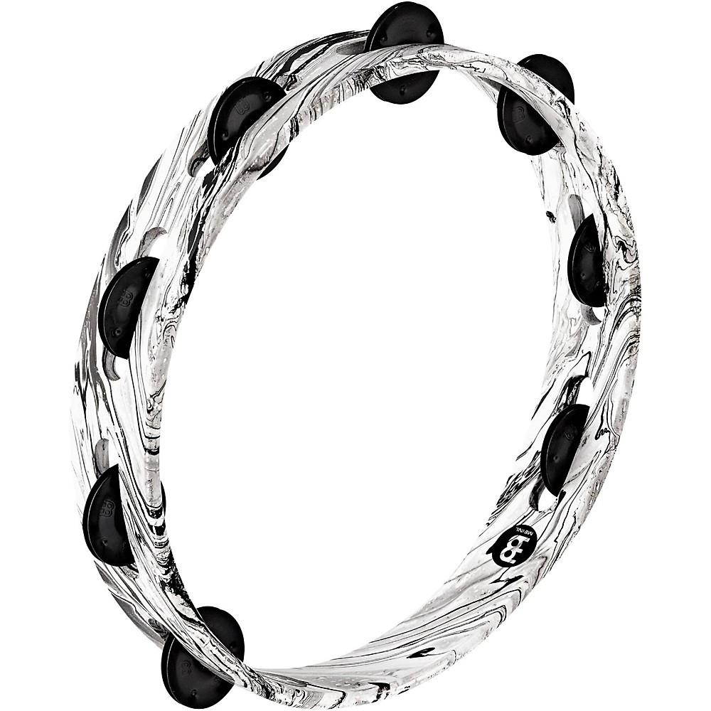 Meinl Traditional Wood Tambourine with 1 Row Black Plated Steel Jingles White Marble