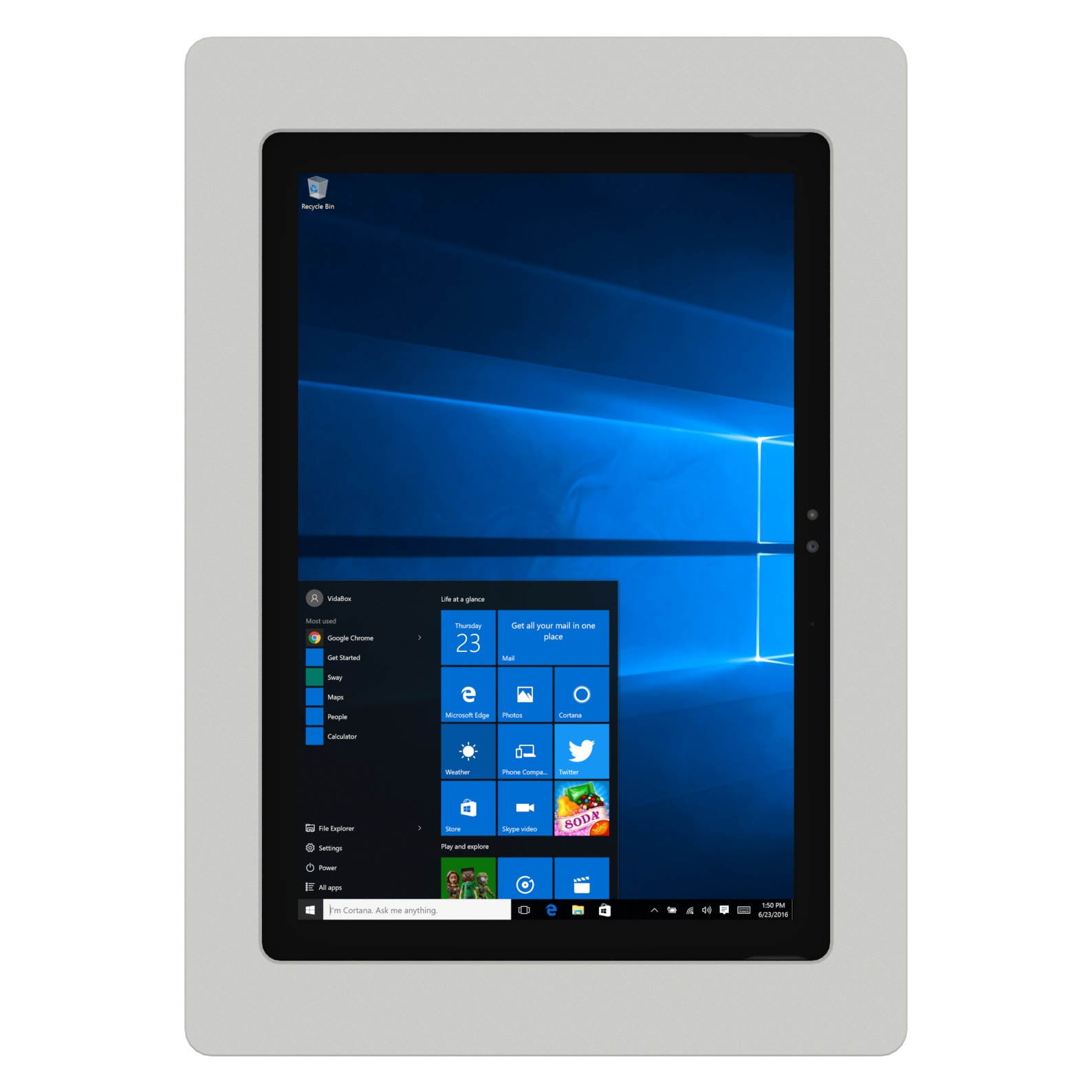 VidaMount Light Grey VESA Enclosure compatible with Microsoft Surface Pro 7+, Pro 7, Pro 6, Pro 5, Pro 4