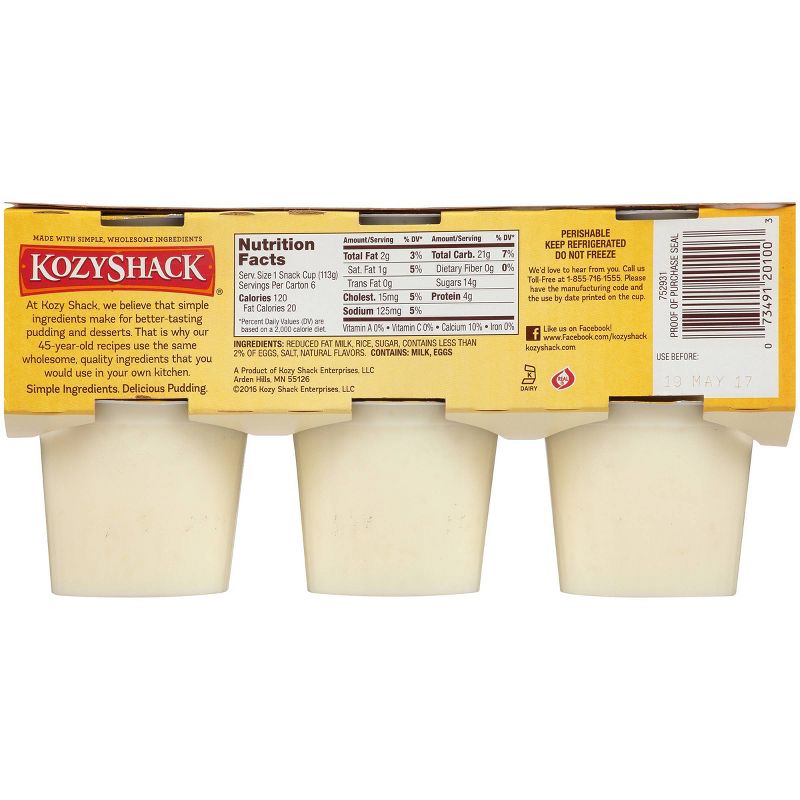 Kozy Shack Original Rice Pudding Cups - 4oz/6ct