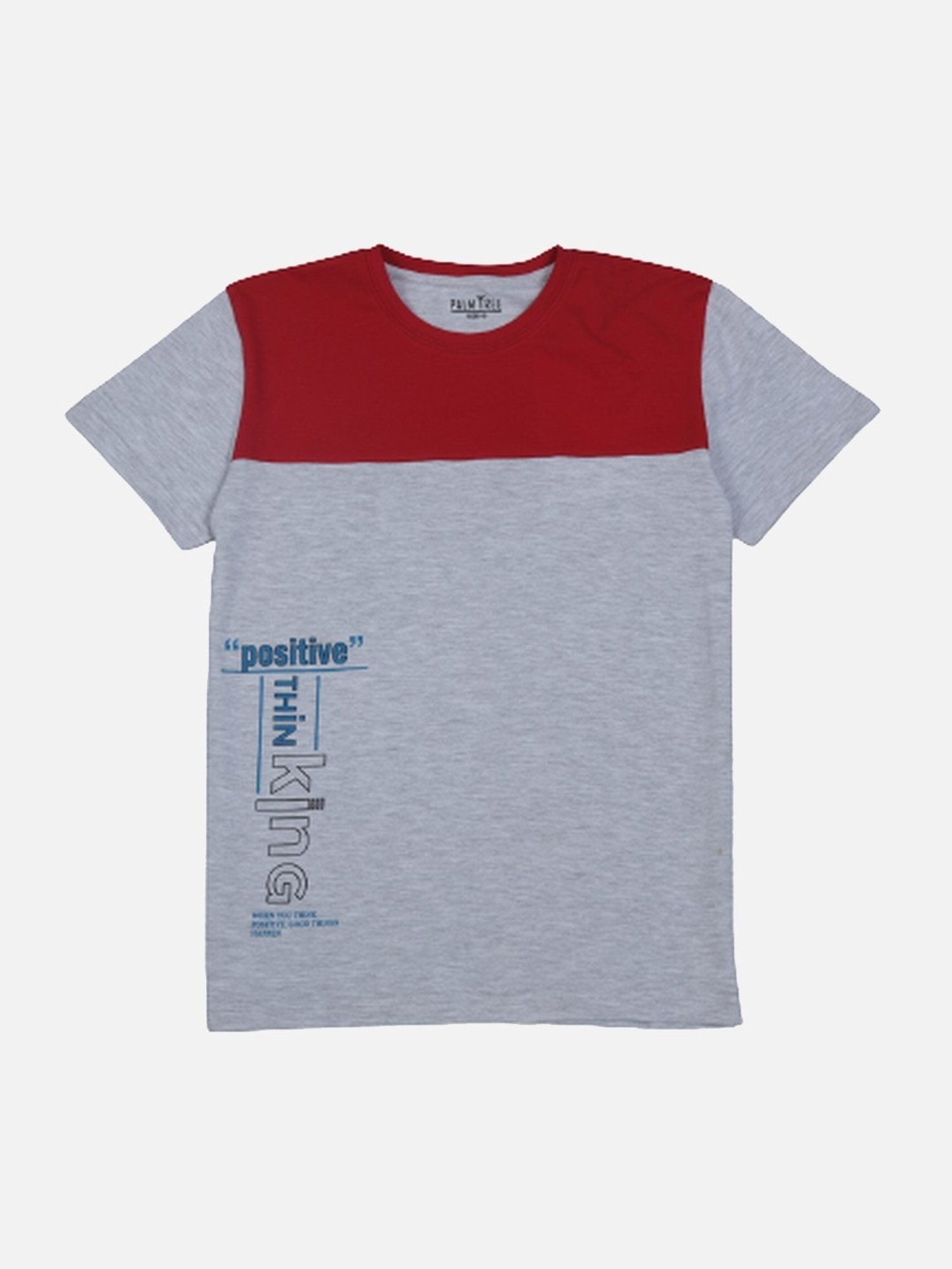 Palm Tree Kids Red & Grey Color Block T-Shirt
