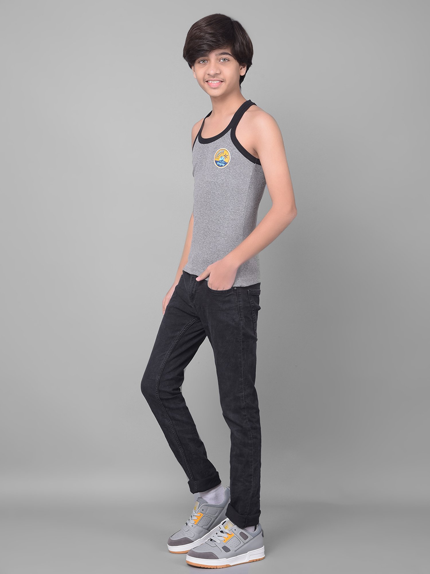 Dollar Bigboss Boys Multicolor Textured Gym Vest (Pack Of 4)