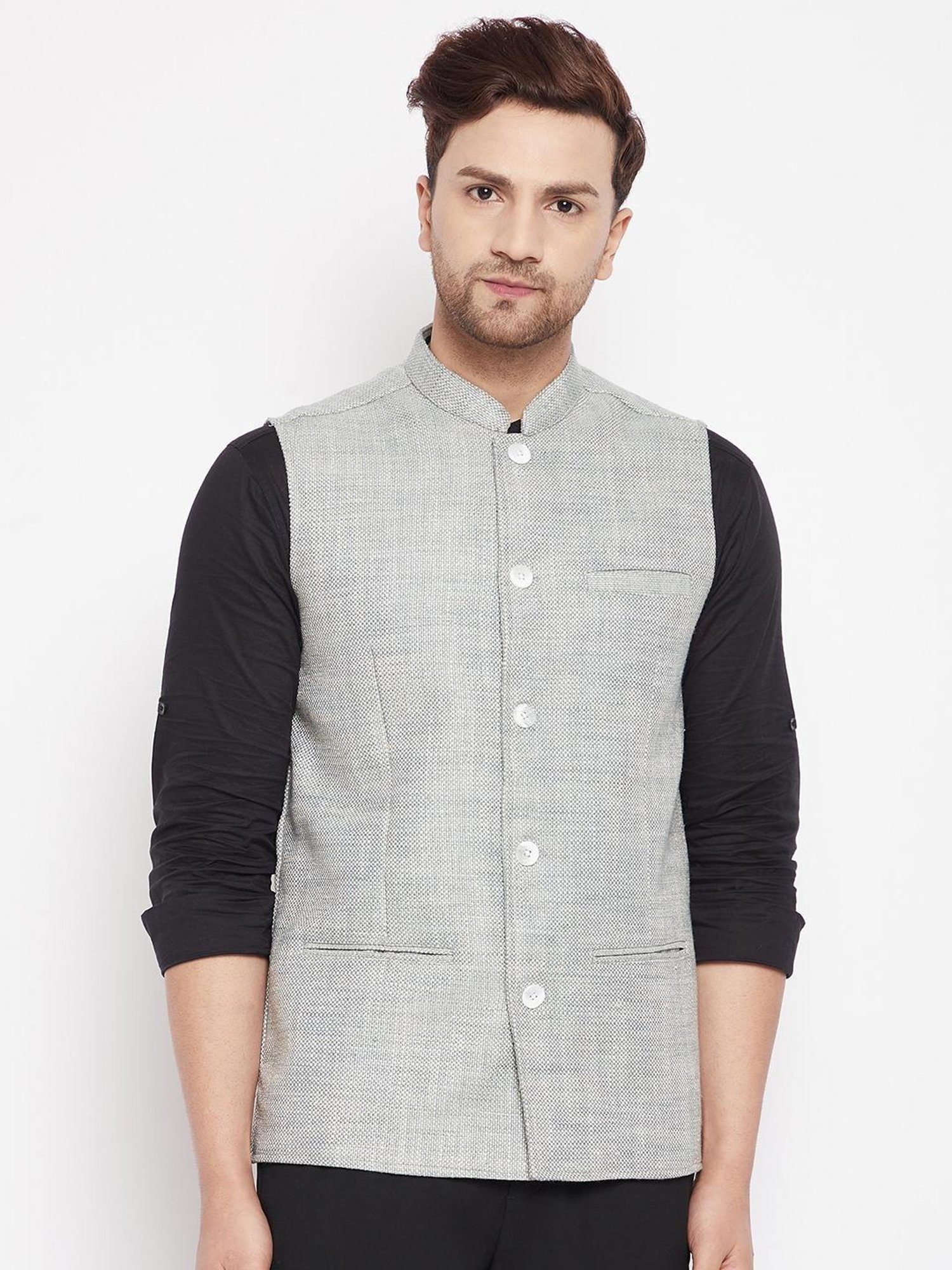 Even Green Regular Fit Self Pattern Nehru Jacket