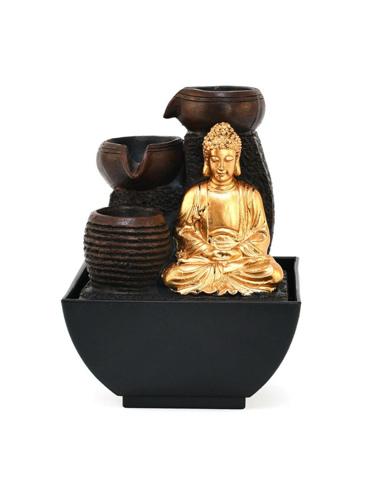 @home by Nilkamal Gold & Brown Resin Meditating Buddha Decorative Water Fountain