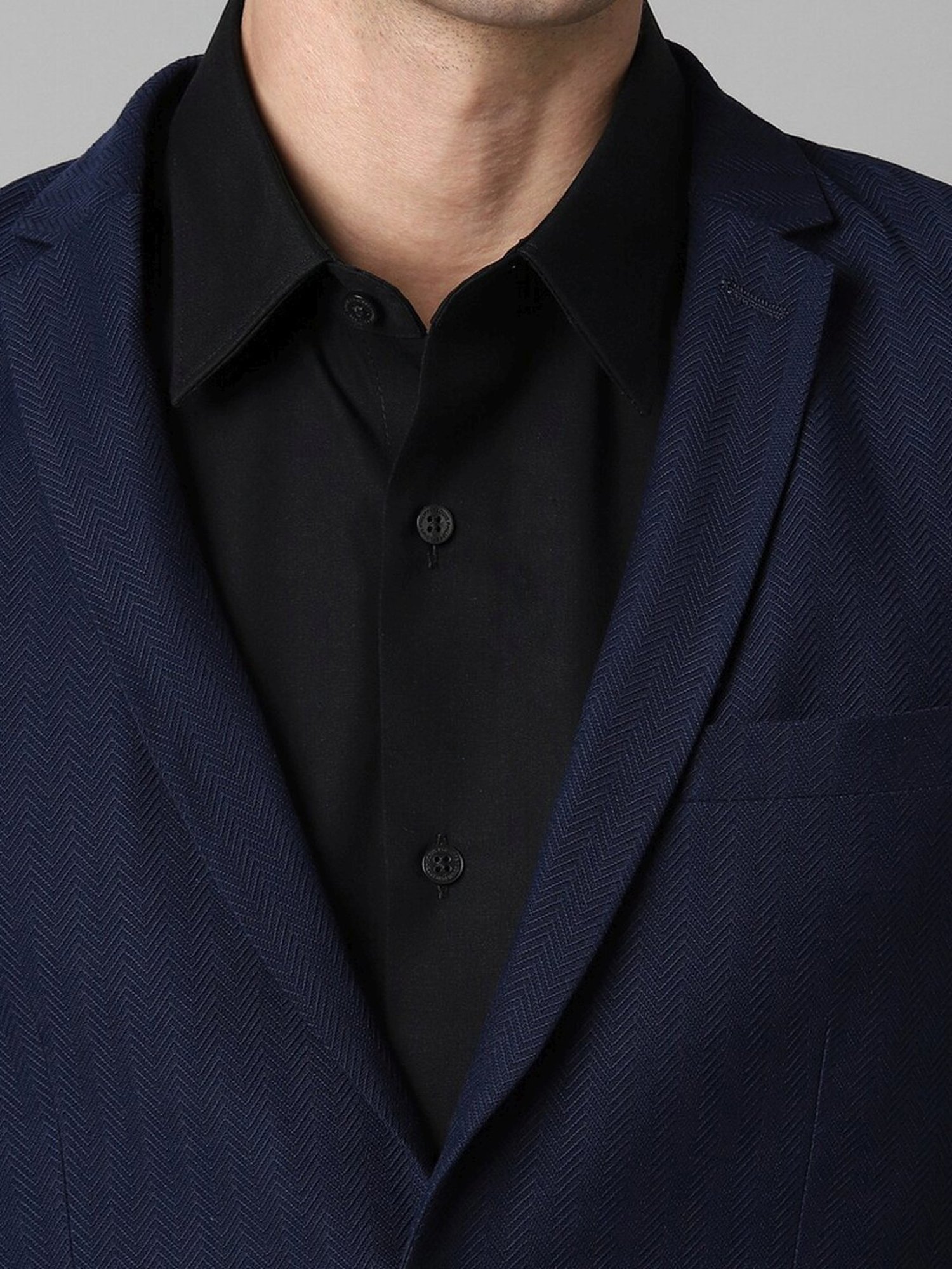 Louis Philippe Sport Navy Slim Fit Striped Blazer