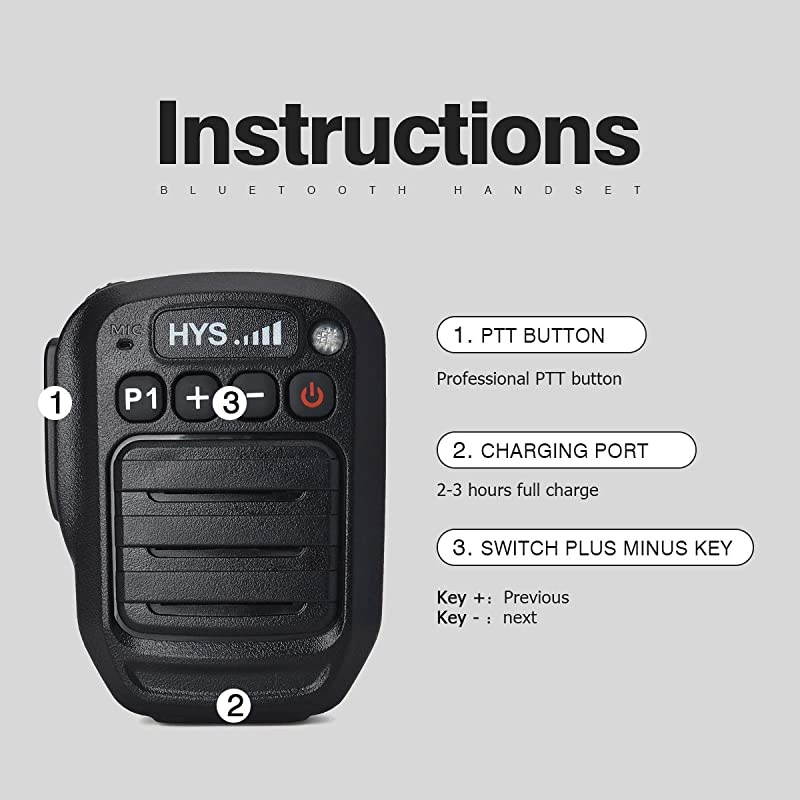 Walkie Talkies Bluetooth Wireless Mic 2 Pin Shoulder Speaker Mic for Baofeng UV-5R 5RA 5RB 5RC Kenwood TK-2400 Retevis RT21 RT22 RT27 Two-Way Radio