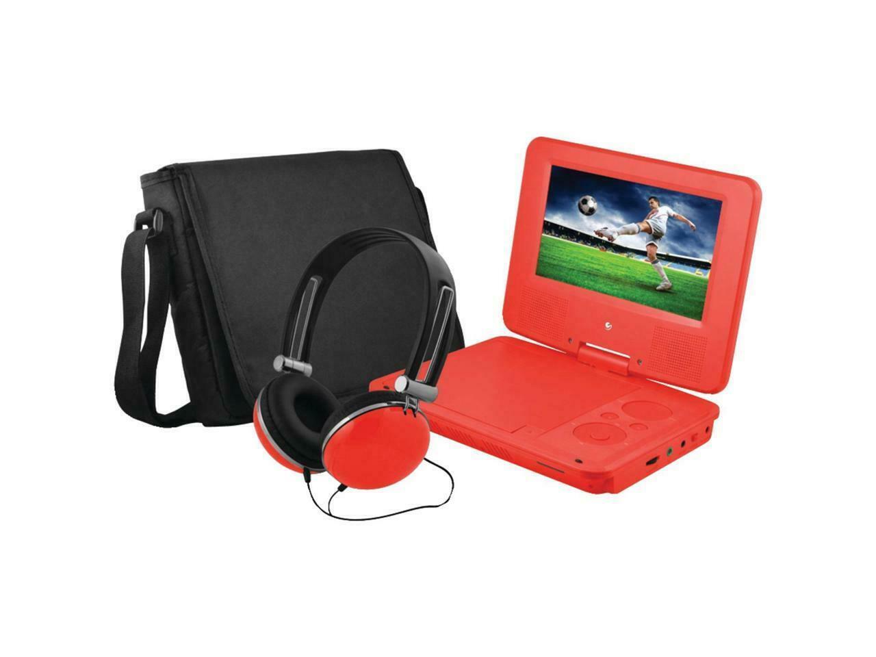 Ematic EPD707RD 7-Inch Portable DVD Player with Matching Headphones and Bag (Red)