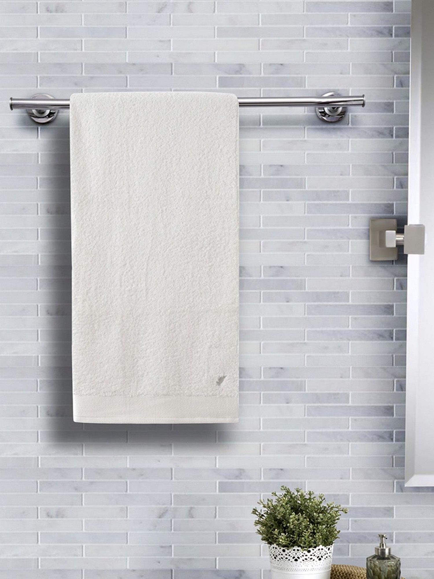 Maspar Off White Cotton 550 GSM Bath Towel - Set of 1