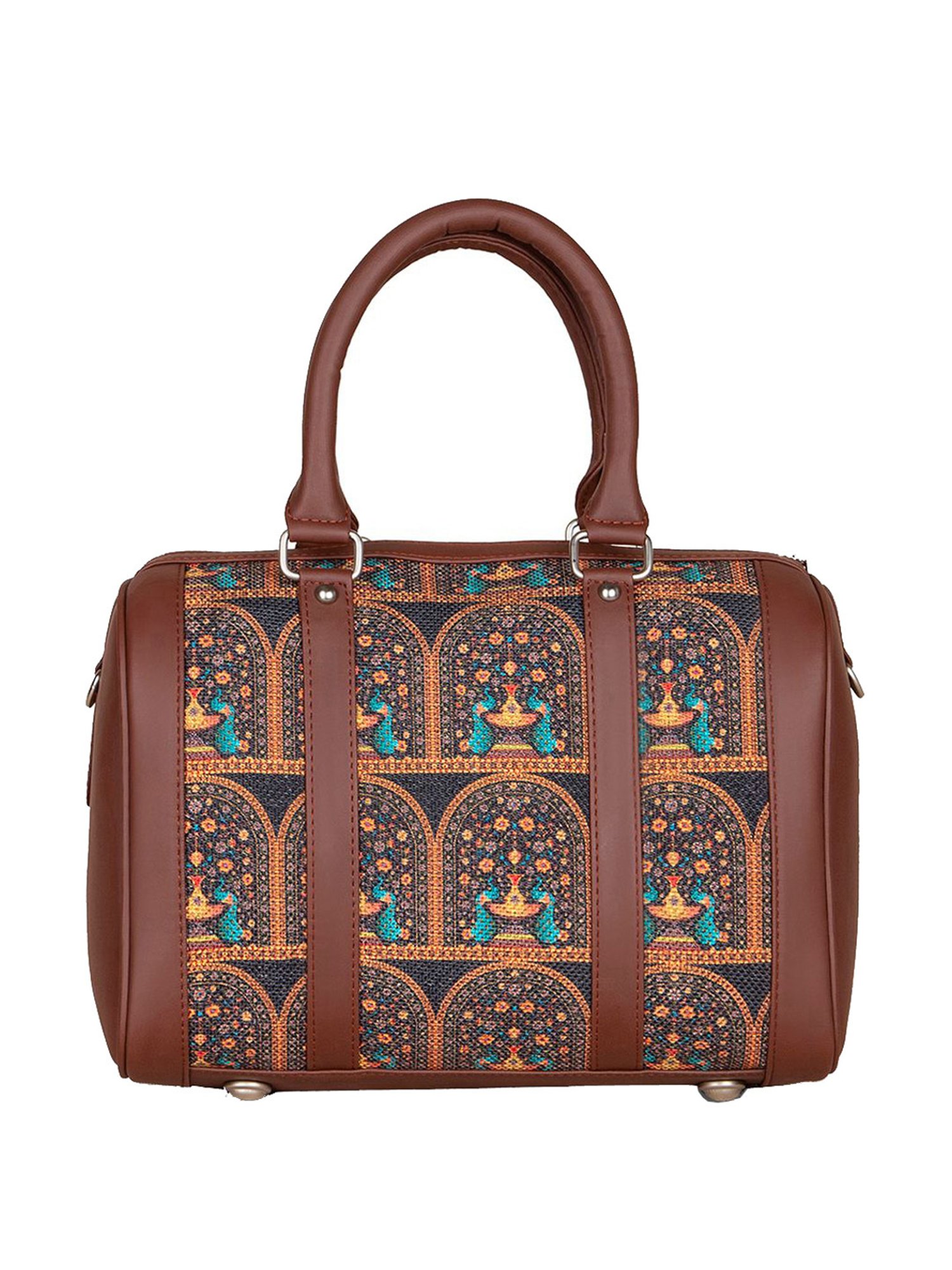 ZOUK Black Printed Medium Handbag