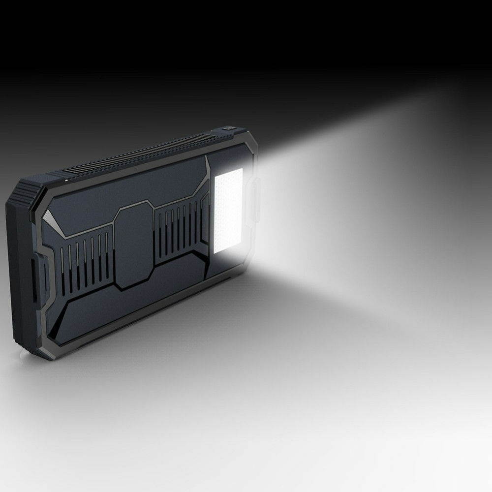 Waterproof 9000000mAh Portable Solar Charger Dual USB Battery Power Bank Black