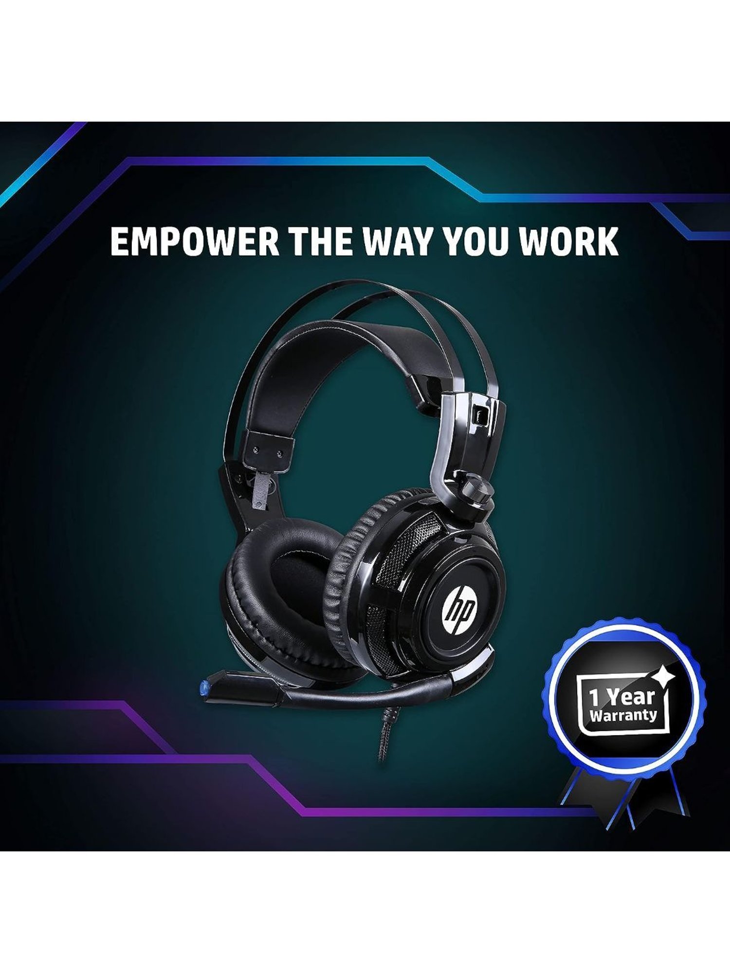 HP H200 Over The Ear Wired Headphones with Mic (Black)