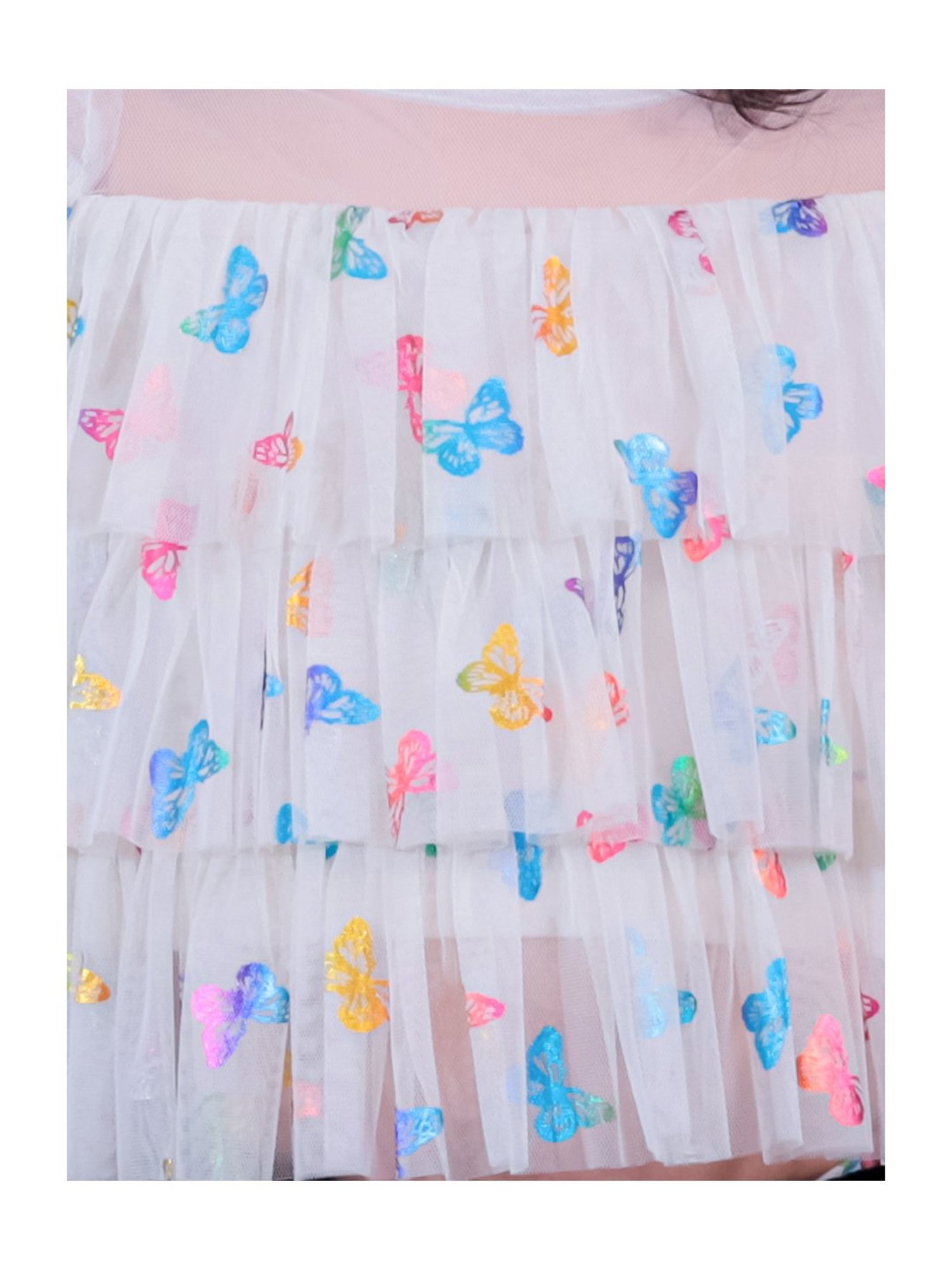 Lil Drama Girls White Printed Full Sleeves Top