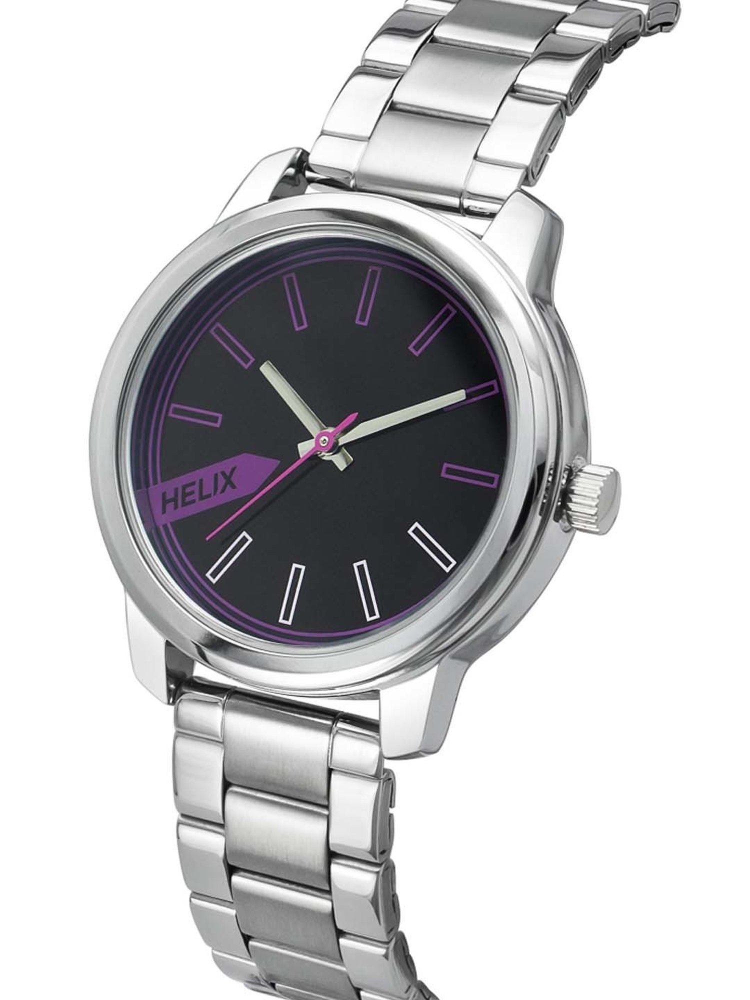 Helix By Timex Black Round Dial Analog Brass Women Watch - TW048HL03