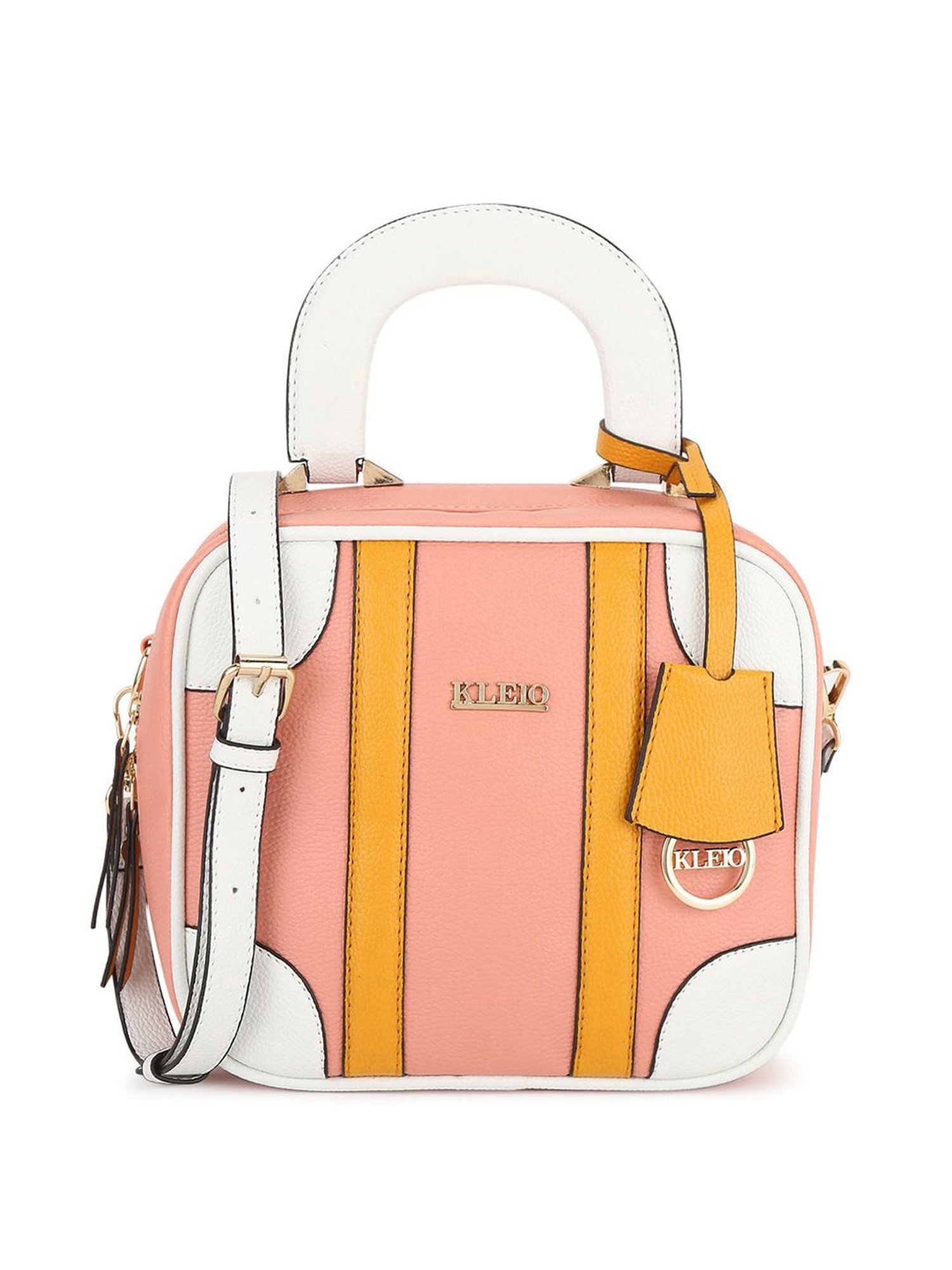 KLEIO Pink Solid Medium Handbag