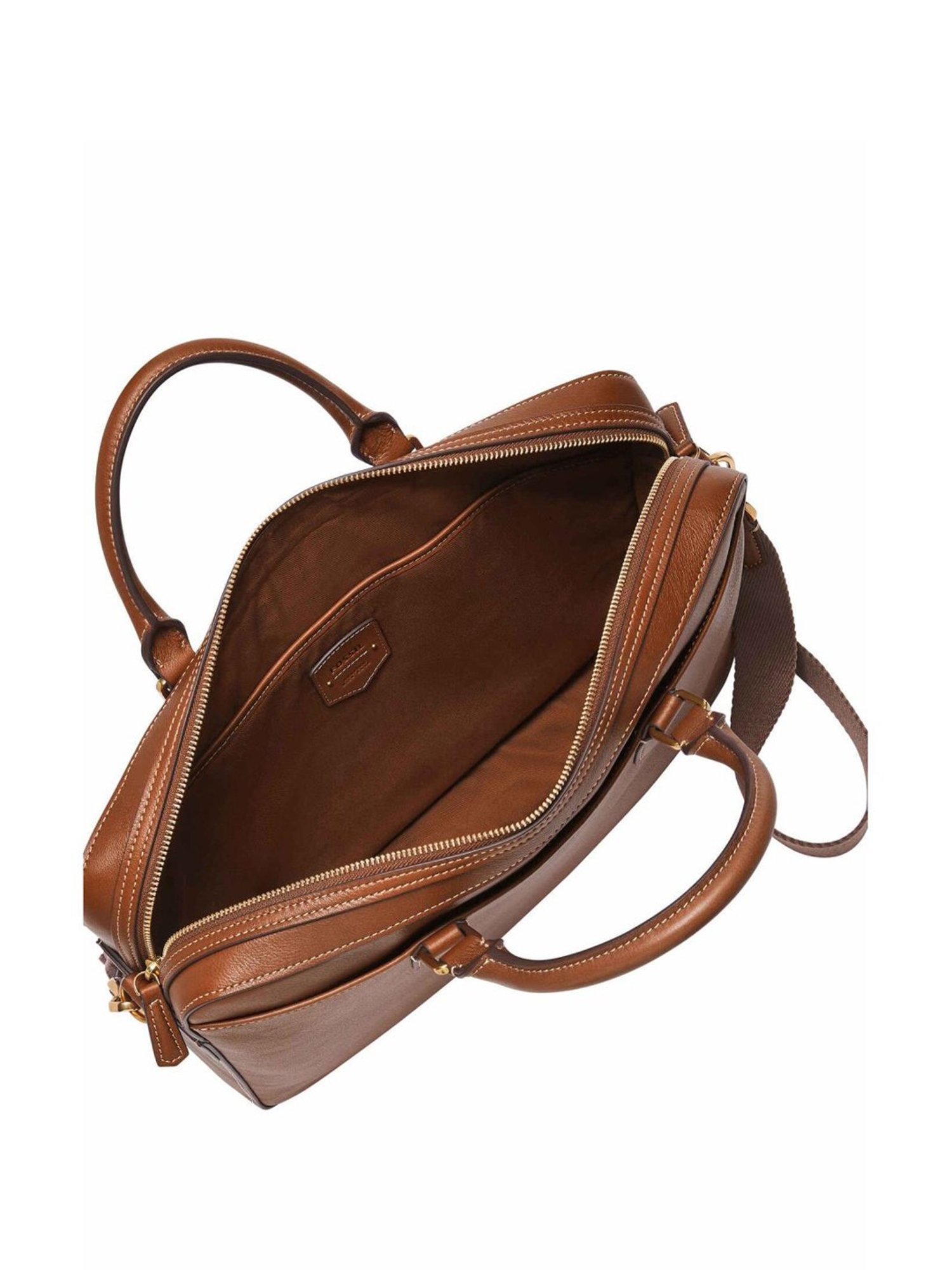 Fossil Asher Brown Leather Medium Messenger Bag