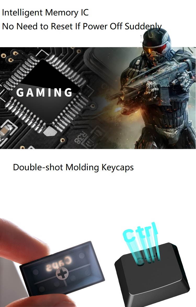 RK RK855 Bluetooth Wireless and USB Wired Dual-mode 68 Keys Mechanical Gaming Keyboard, Adjustable White Backlit