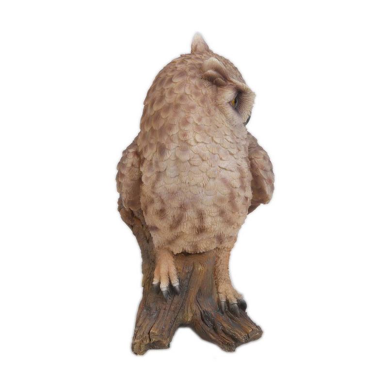 7" Polyresin Small Screech Owl in Stump Statue Brown - Hi-Line Gift