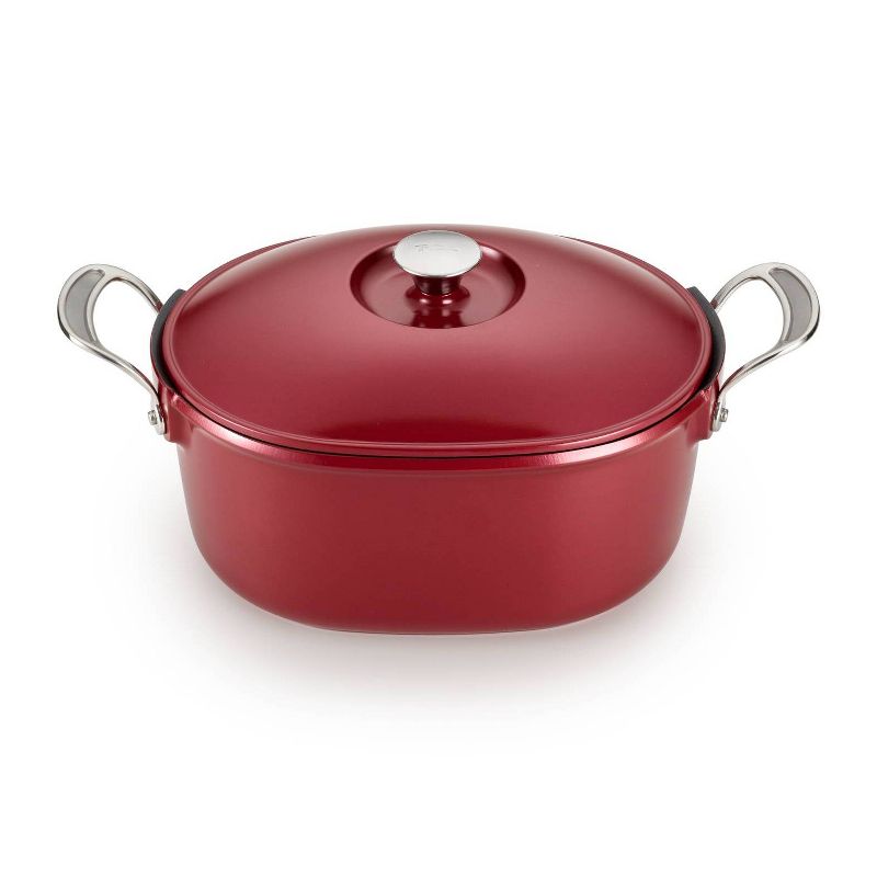 T-fal Oval Covered 6.3qt Cast Aluminum Pot, Red