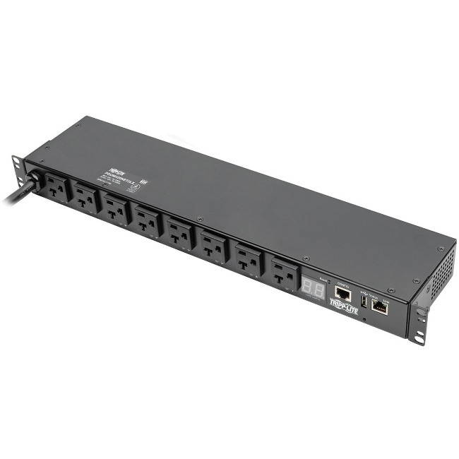 Tripp Lite 1.9kW Single-Phase Switched PDU, LX Platform Interface, 120V Outlets (8 x 5-15/20R), NEMA L5-20P, 12.0 Feet Cord, 1U Rack, TAA (PDUMH20NET2LX)
