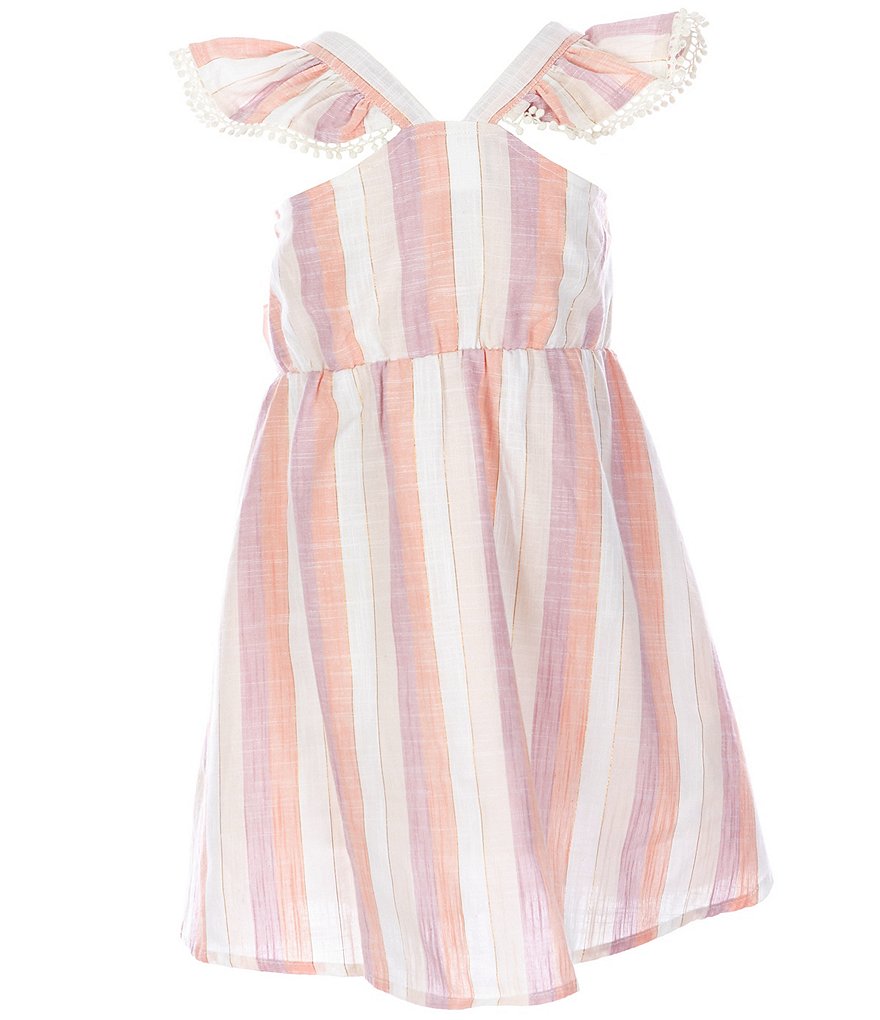 Rare Editions Little Girls 2T-6X Flutter-Sleeve Lurex-Striped Dress