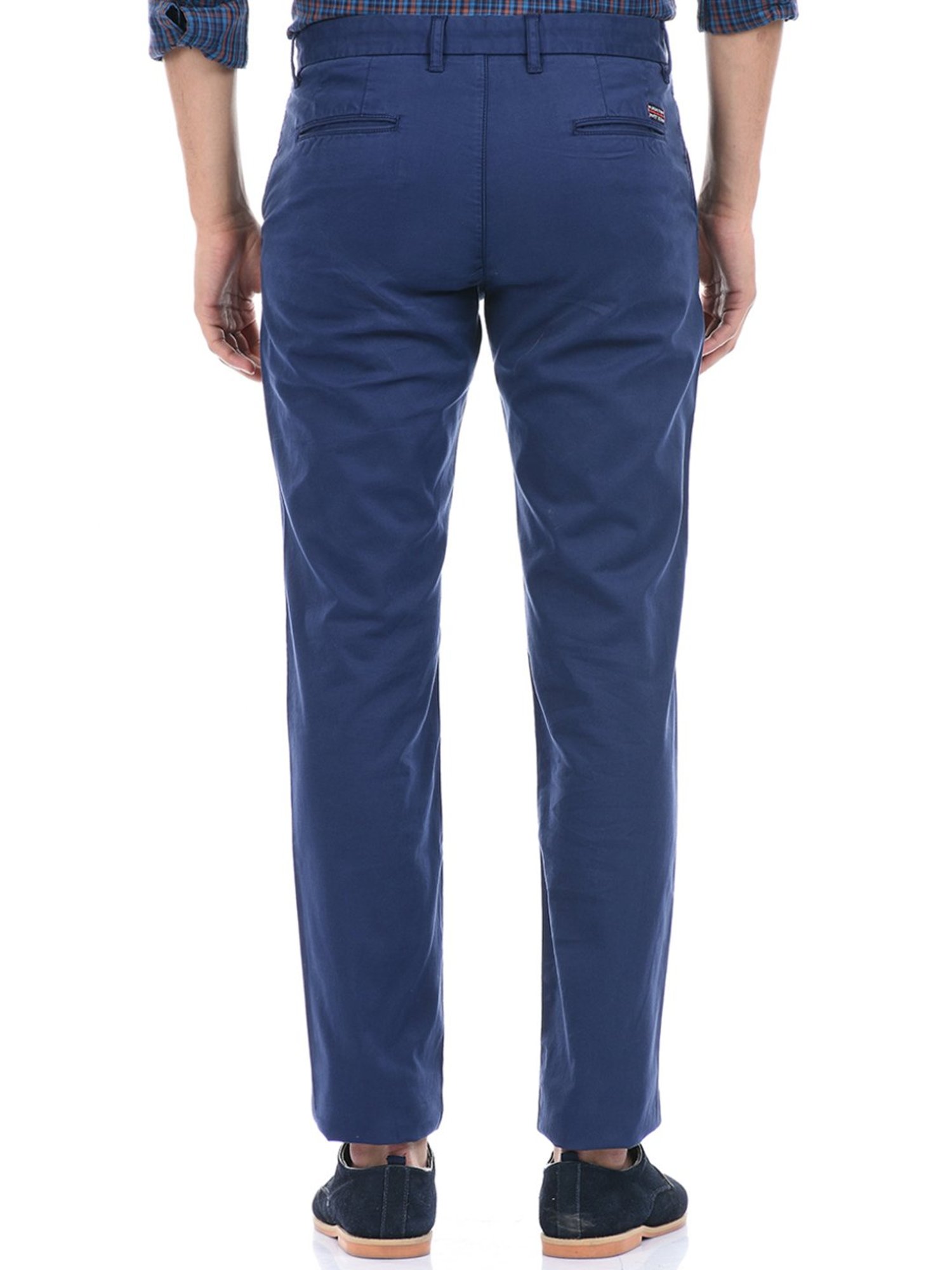 London Fog Navy Blue Regular Fit Trousers