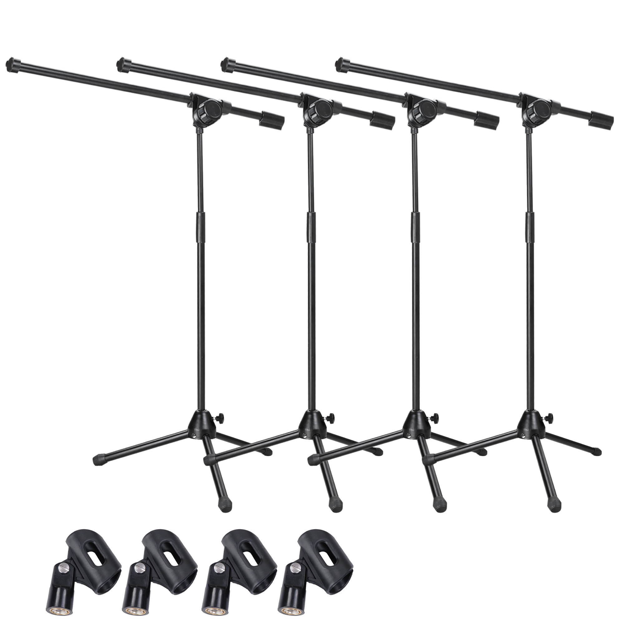 4 Pack Microphone Boom Arm Stand Tripod Holder Mic Clip Adjustable Height Mount