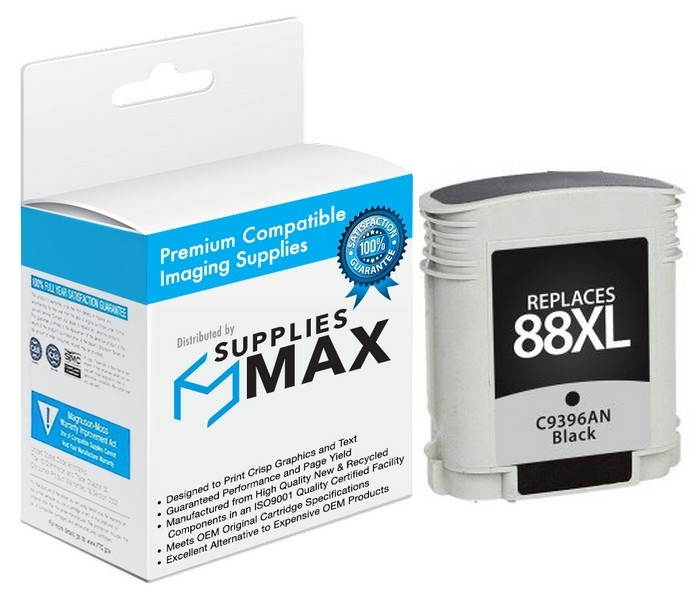 SuppliesMAX Replacement for CTG88BXL Black High Yield Inkjet (2450 Page Yield) - Equivalent to HP C9396AN / HP NO. 88XL
