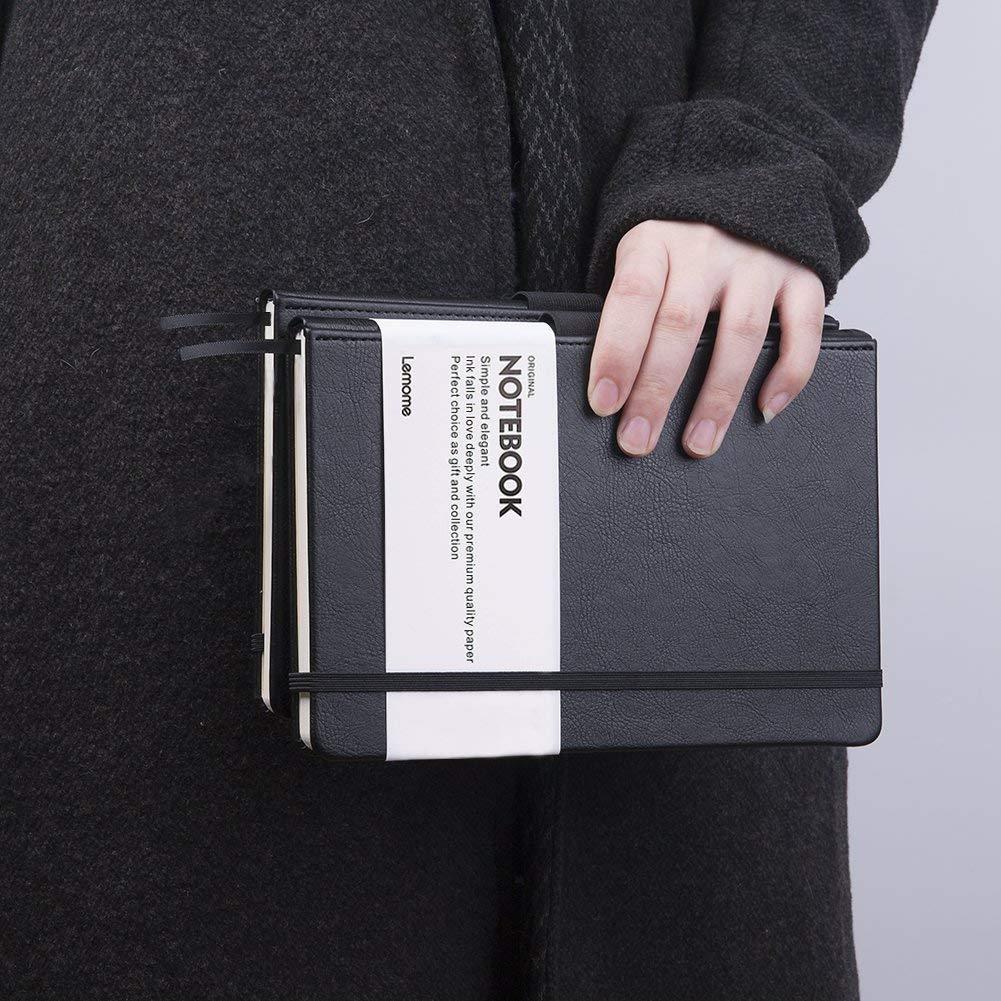 Bullet Journal/Notebook with Pen Loop - Elegant Black Leather Notebook with Premium Thick Paper (A5) - Lemome Best Gift for You