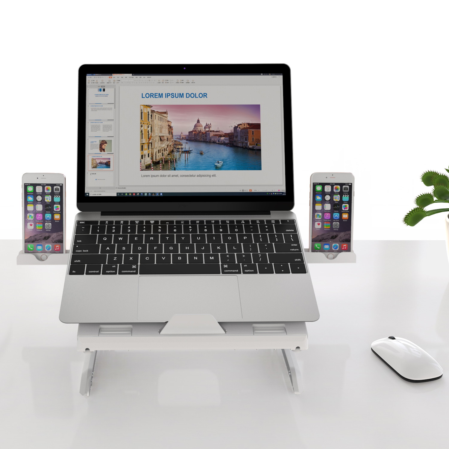 OImaster Laptop Stand Adjustable Computer Stand Patented, Multi-Angle Stand Portable Foldable Laptop Riser Phone Stand Notebook Holder Compatible for MacBook, Air, Pro, Surface 9-15.6&rdquo;Laptop Black