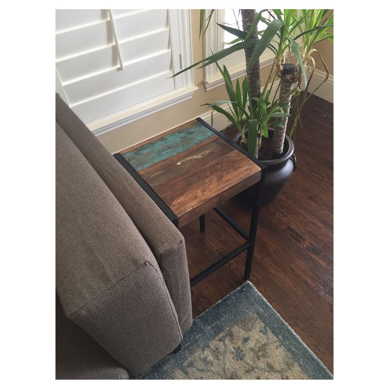 Industrial Reclaimed Wood and Iron Stool - (31H x 14W x 14D) - Natural - Timbergirl