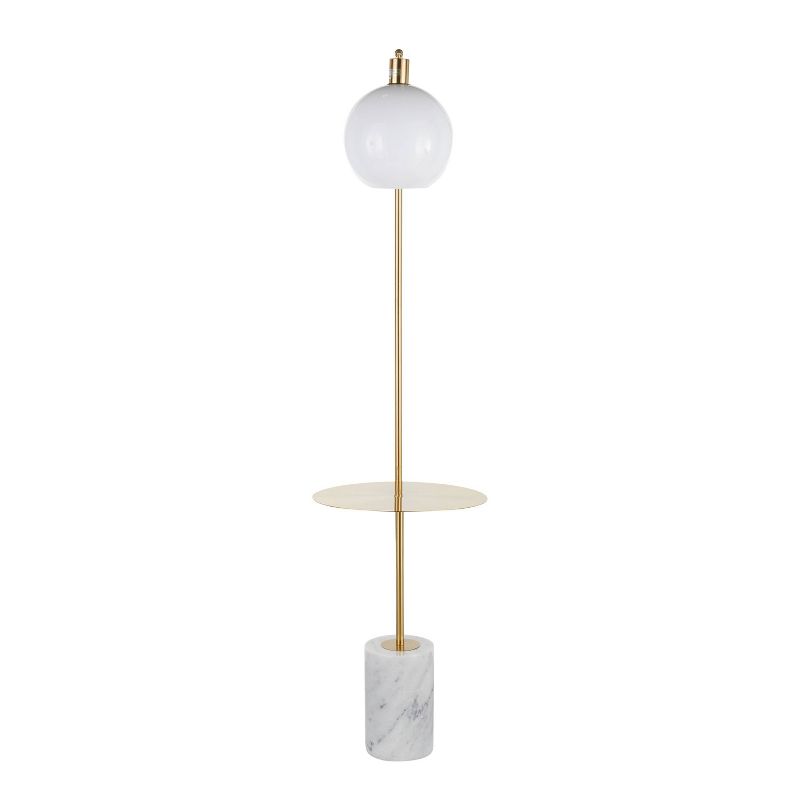 Symbol Contemporary/Glam Floor Lamp with Metal Side Table and Marble Base Gold (Includes LED Light Bulb) - LumiSource