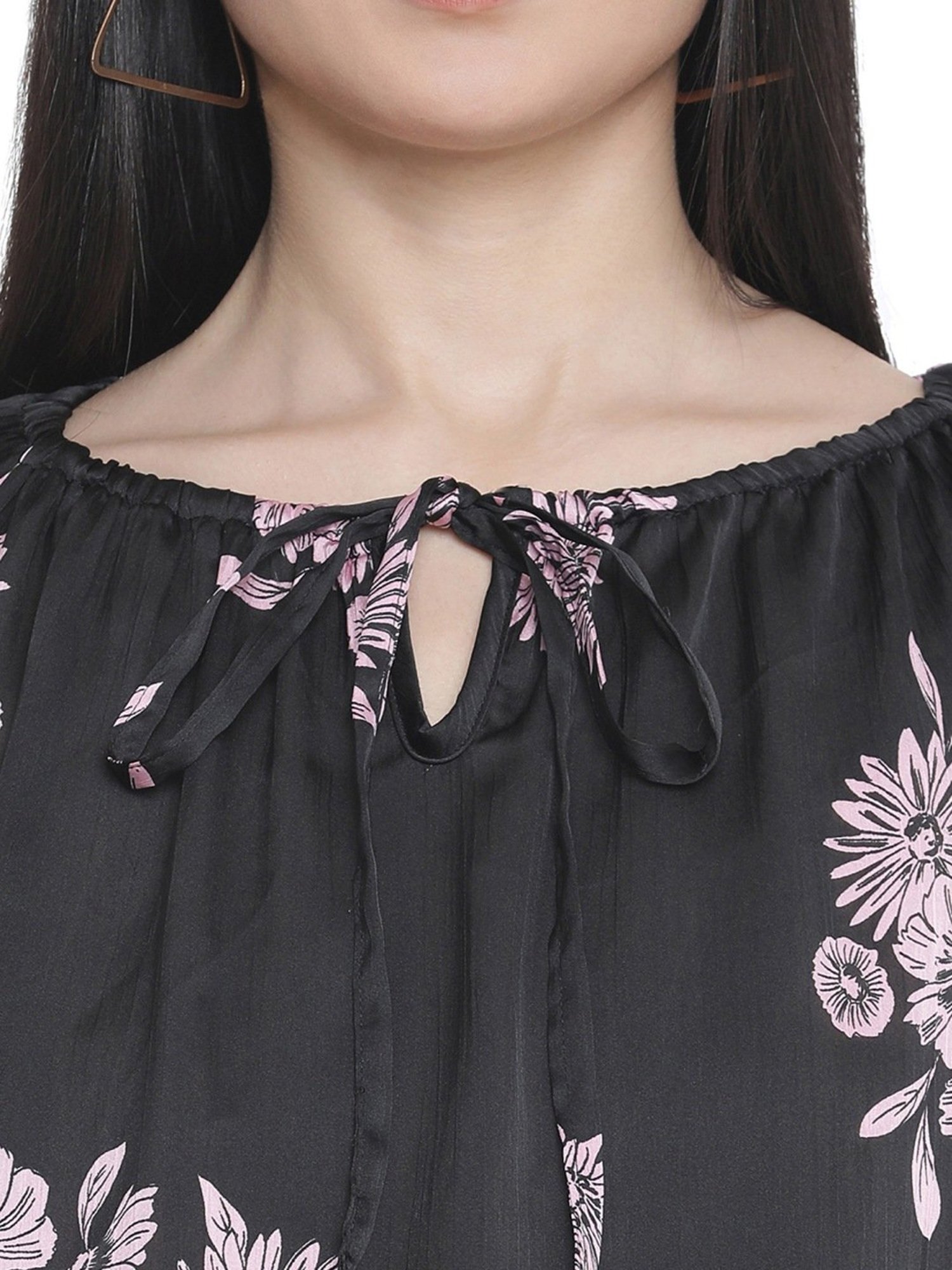Oxolloxo Black Floral Print Maternity Tunic