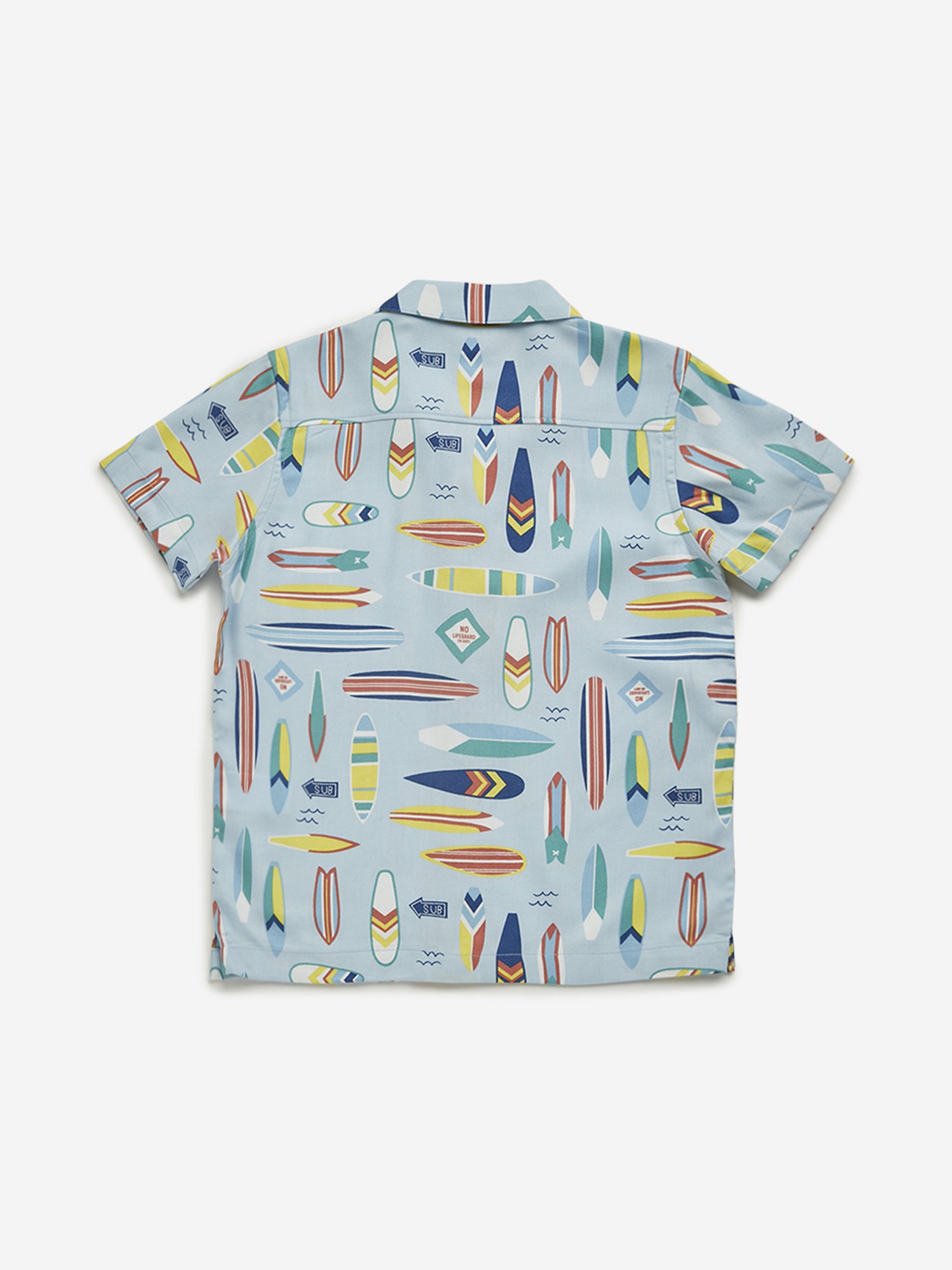 HOP Kids by Westside Light Blue Surf Board Printed Shirt