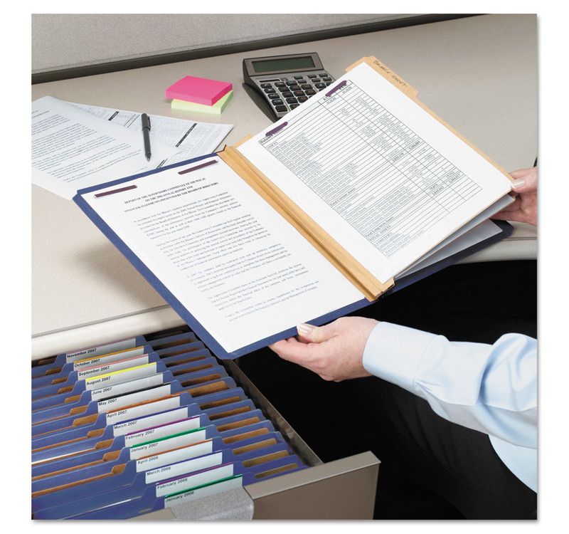 Smead Pressboard Classification Folders Letter Six-Section Dark Blue 10/Box 14032