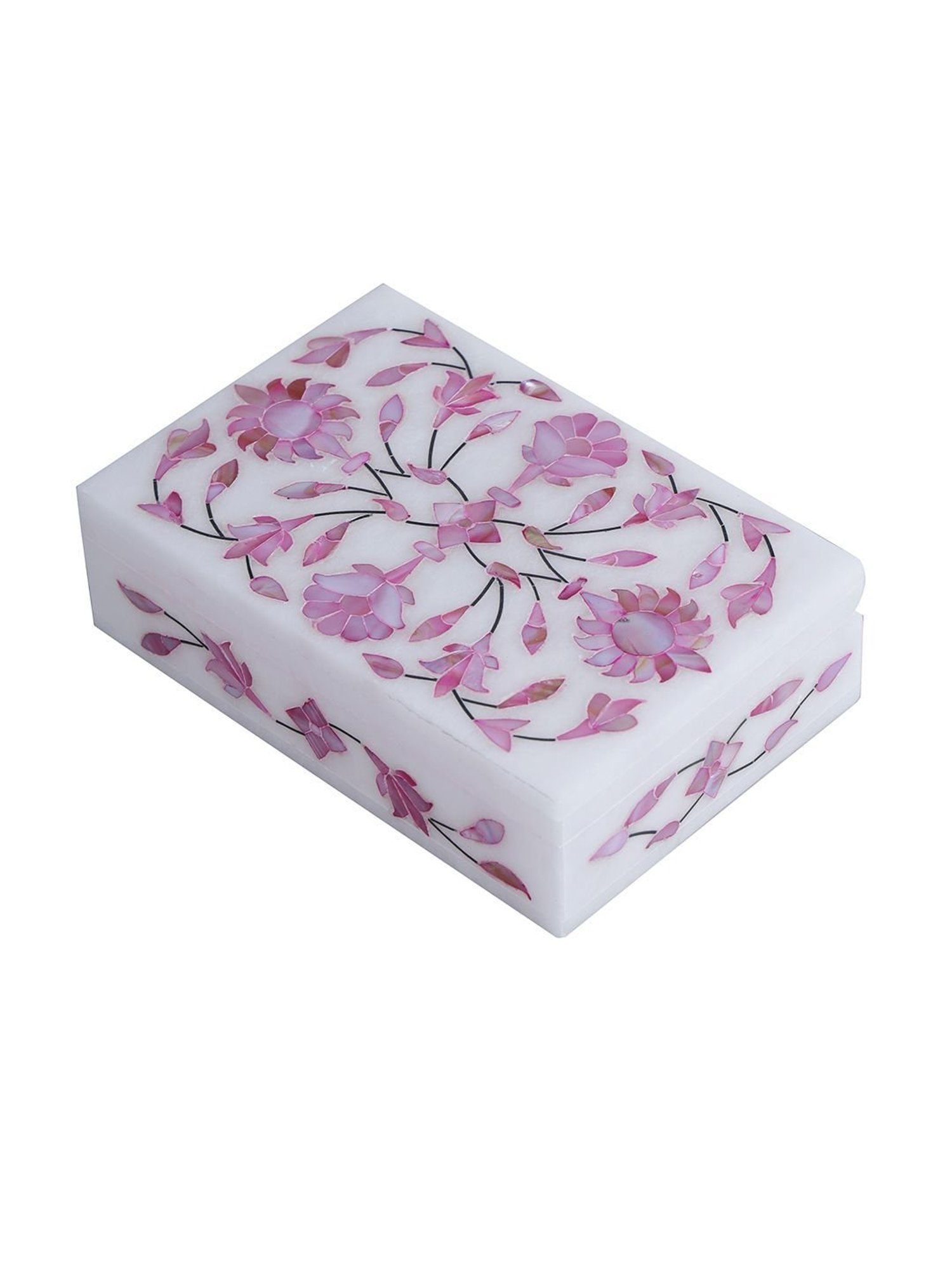 Aapno Rajasthan Pink & White Marble Jewellery Box