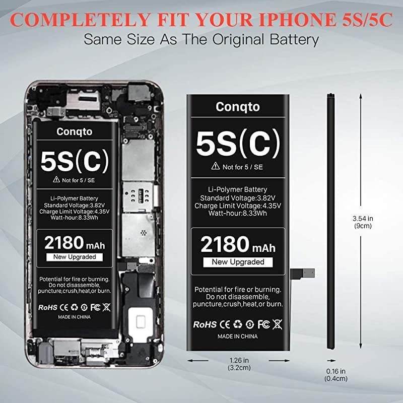 Battery for iPhone 5S 5C Not 5 or SE High Capacity New Upgrade 0 Cycle Durable LiPolymer Replacement Battery with Full Set Repair Tool Kit Adhesive amp Instructions