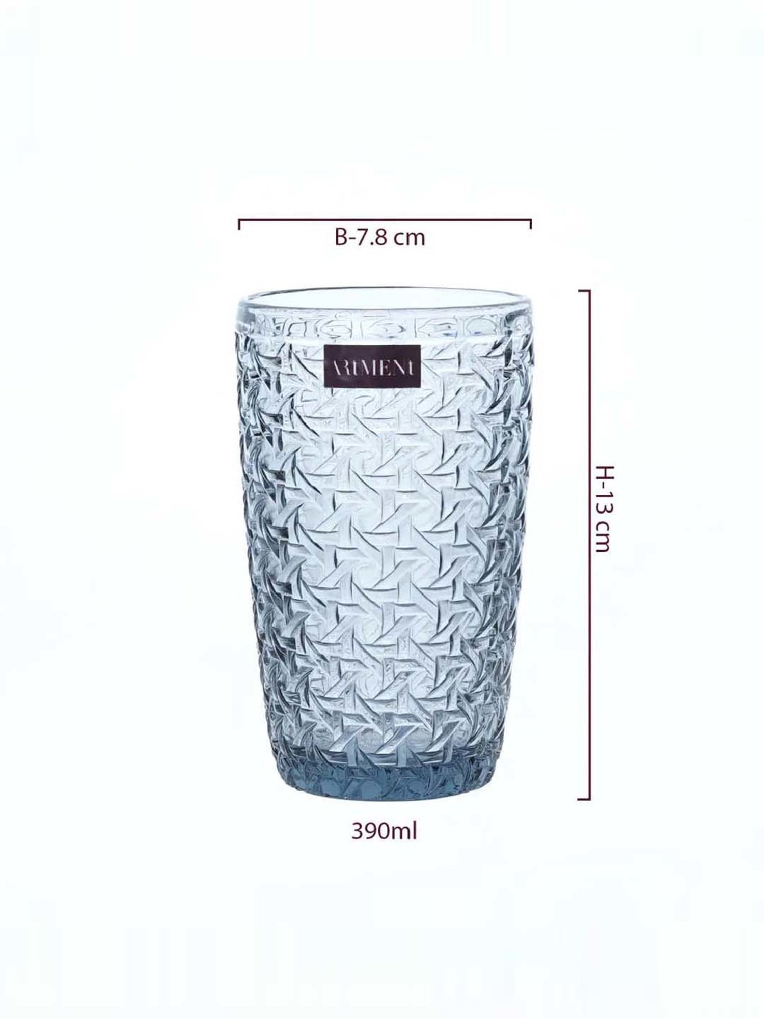 The Artment Criss-Cross Impressions Maroon Crystal Tumbler (0.39 L) - Set of 8