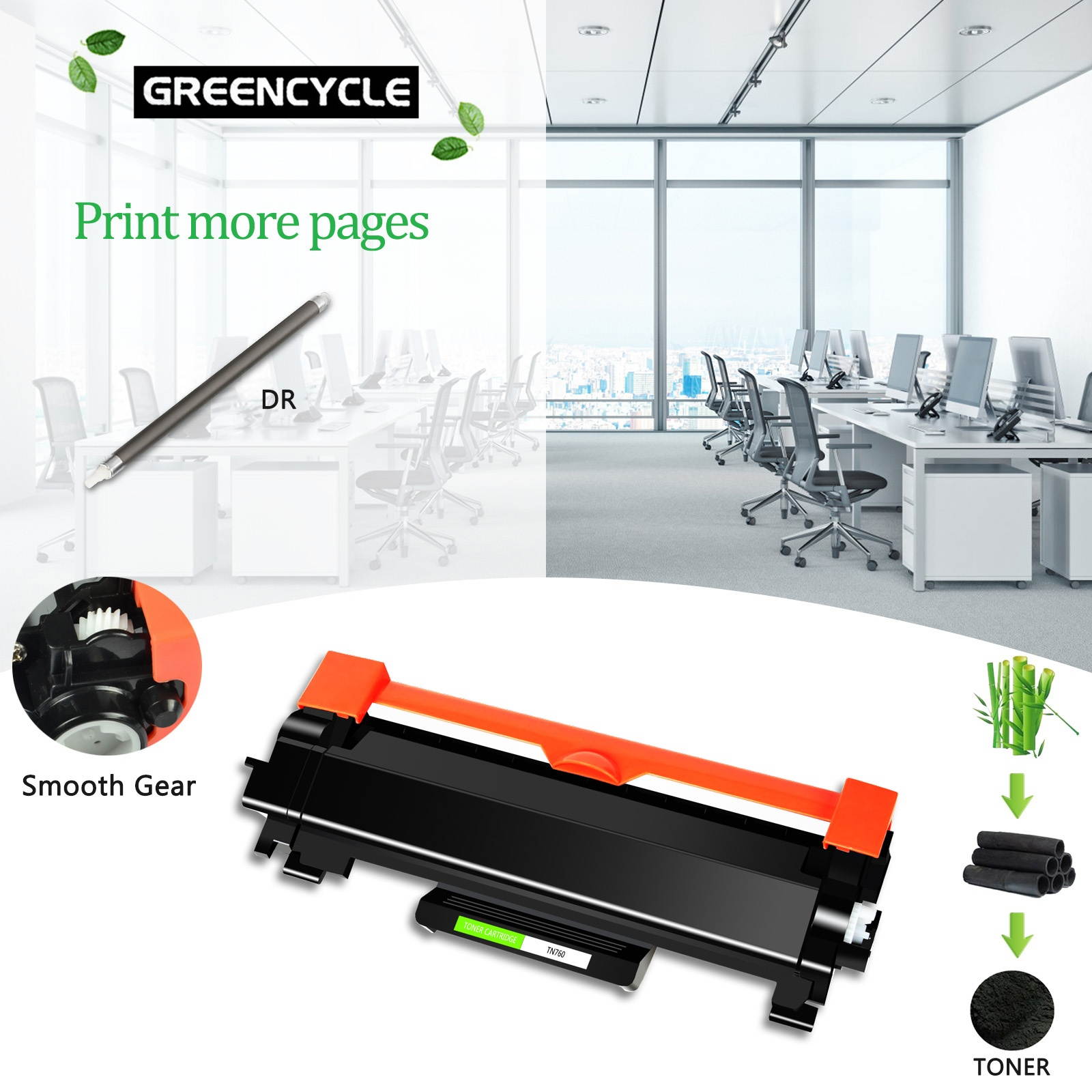 GREENCYCLE TN760 Toner Cartridge DR730 Drum Unit Set Compatible for Brother DCP-L2550DW HL-L2395DW (2 Toner, 2 Drum)