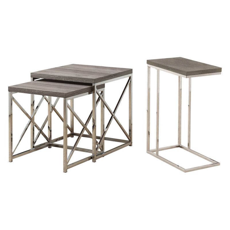 Monarch Contemporary Accent 2-Piece Dark Taupe Nesting End Tables & Side Table