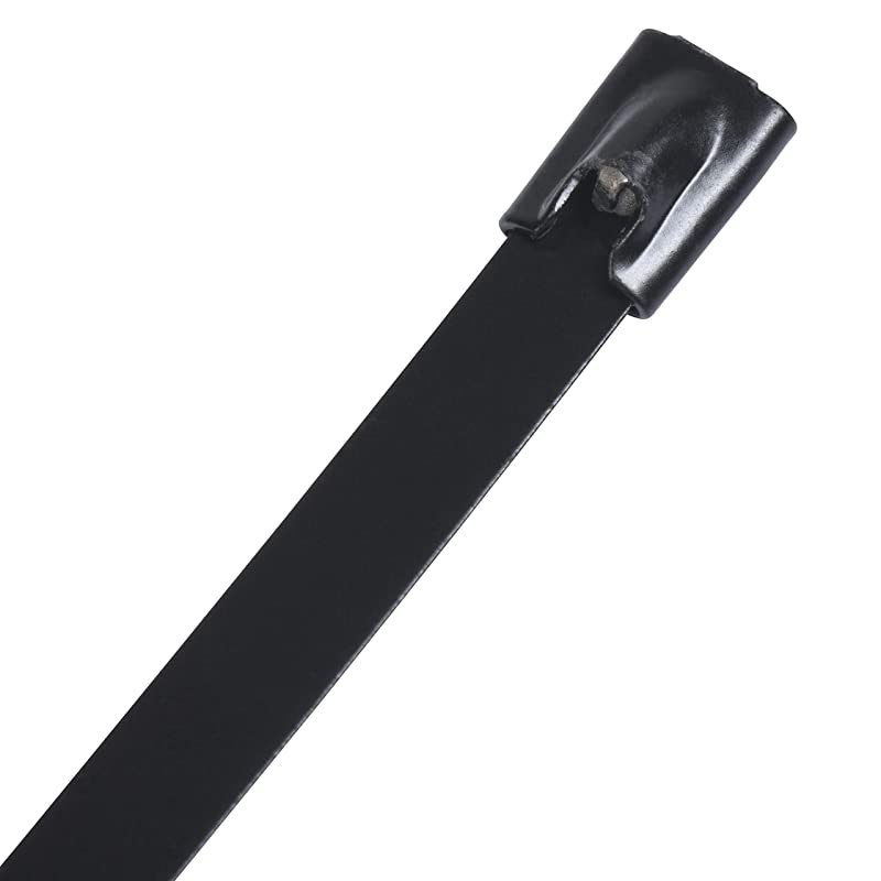 Supreme Black Polyester Coated 316 Stainless Steel Cable Zip Ties 300 lb 100 Piece