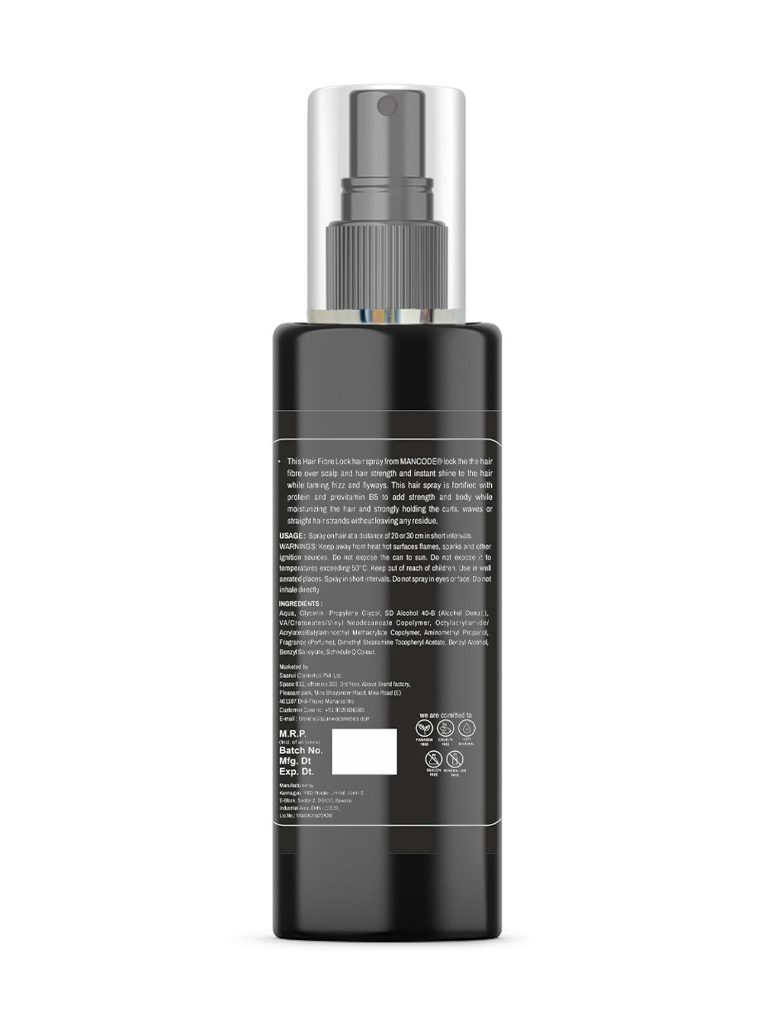 Mancode Hair Fibre Lock Hair Spray For Hair Styling - 100 ml