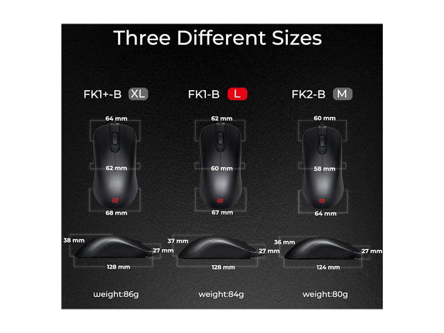 ZOWIE FK1-B Black Symmetrical Gaming Mouse for Esports - Large