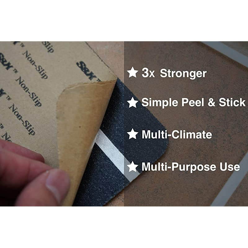 Stairs Treads Non-Slip Tape,Indoor & Outdoor,Safety Treads,6 Inch X 24 Inch,5 PCS/Pack (Black/Reflective)