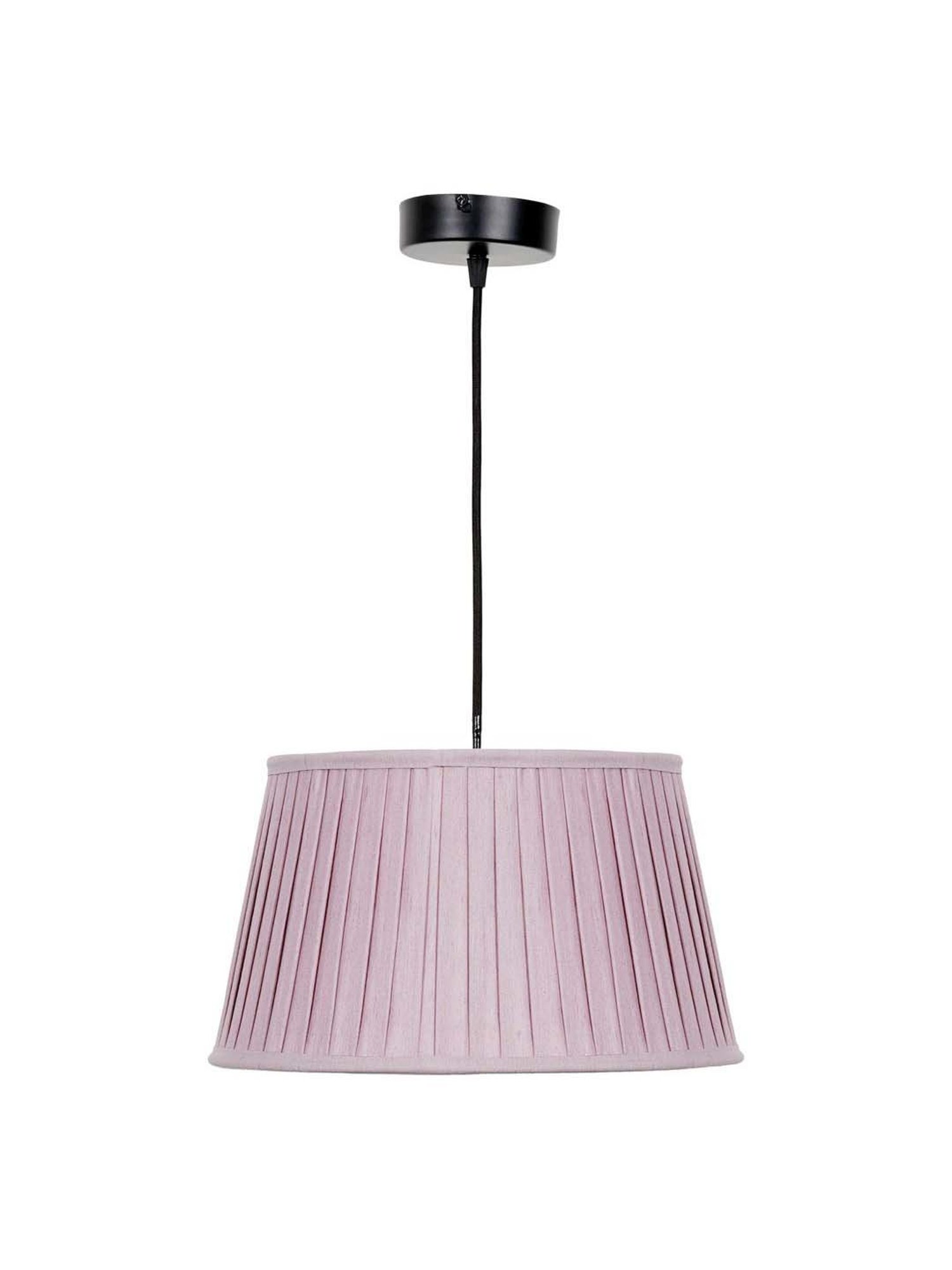 Kapoor E Illuminations Pink Linen Pleated Shade Pendant Light