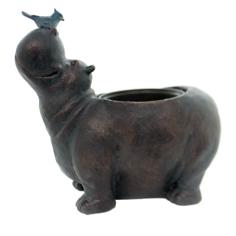 Home & Garden 11.0" Hippo With Bird Planter Plant Garden Decor Roman, Inc  -  Planters