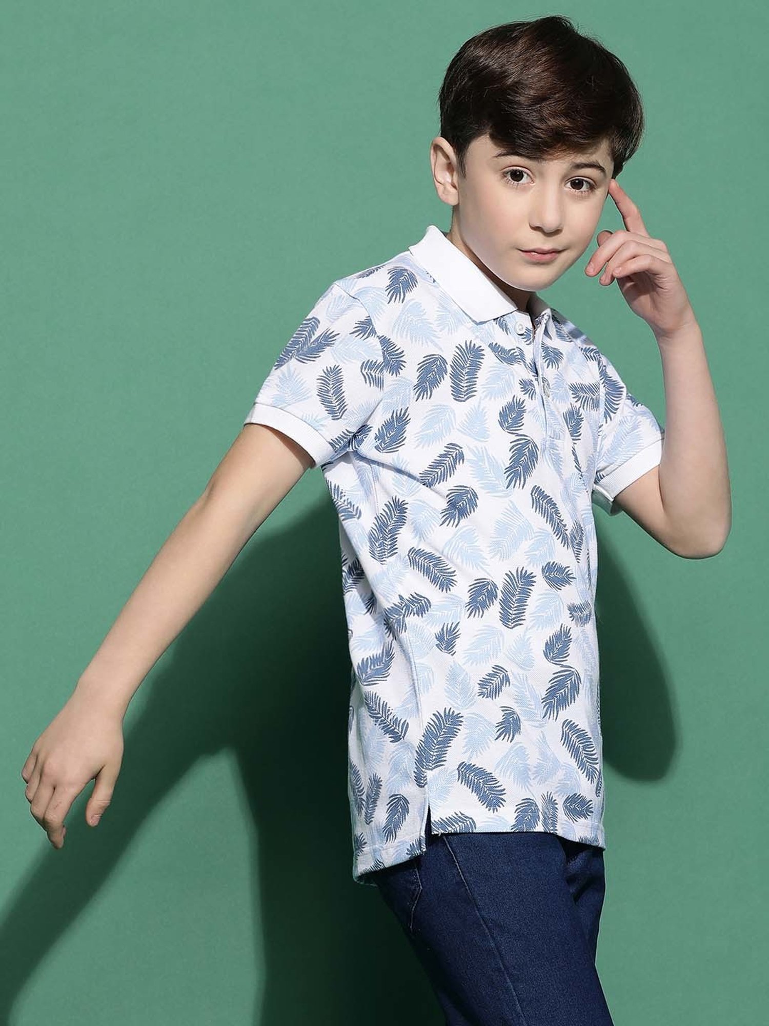 Lil Tomatoes Kids Blue Printed Polo T-Shirt