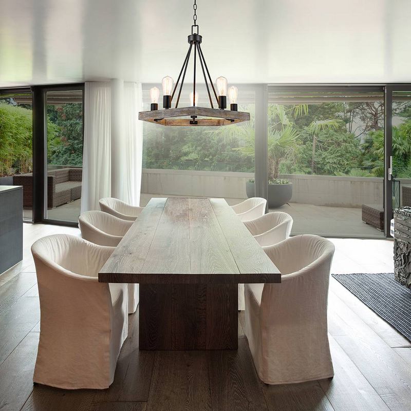 21" 5-Light Faux Wood Chandelier Black (Includes Light Bulbs) - Cresswell Lighting