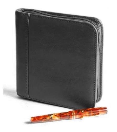 Aston Leather Collectors Zippered 6-Pen Case (Black)