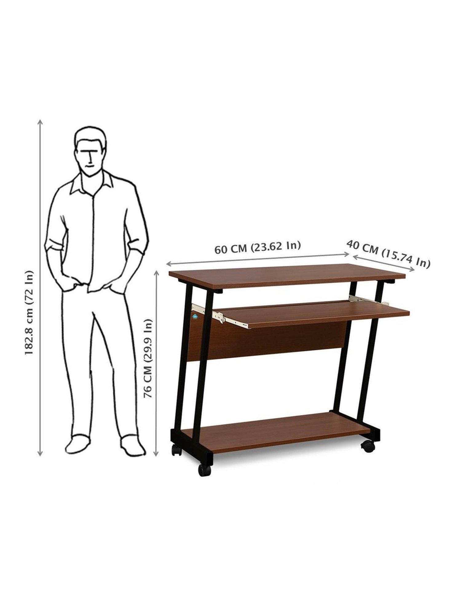 Delite Kom Calix Acacia Dark Black Metal Computer Desk