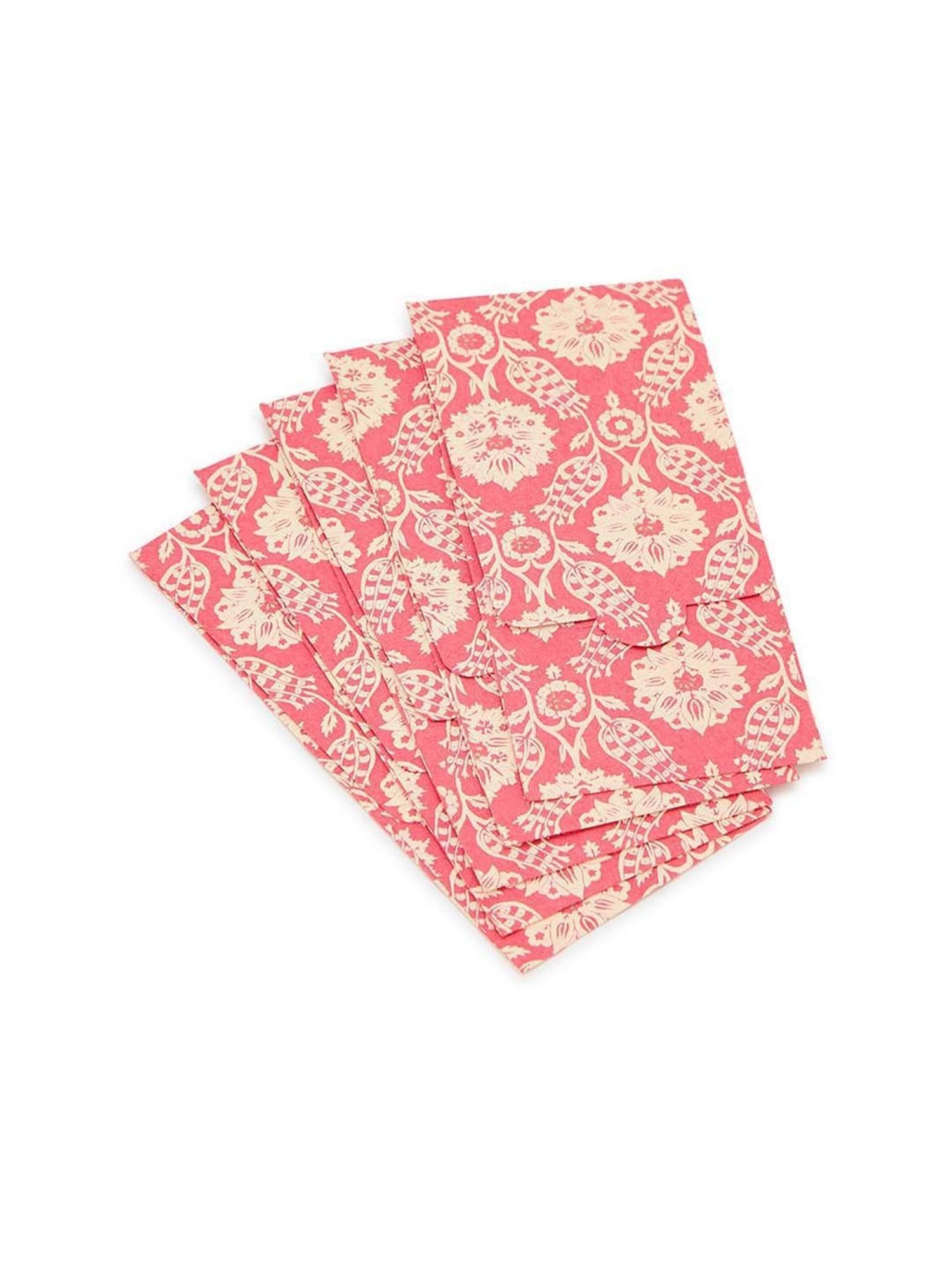 Fabindia Home Pink Paper Printed Sarkhaab Envelope - Set of 5